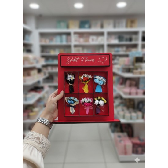 Çiçek Otomatı Makinesi Love Flowers Kişiye Özel Mini Buketli Sevgiliye Hediye Ledli Kırmızı