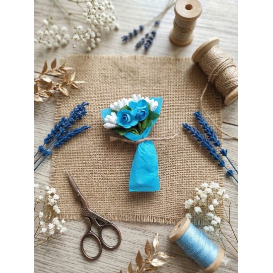 Mini Love Flowers Çiçek Buketi, Solmayan Yapay Mini Buket Karışık Renk 12 li