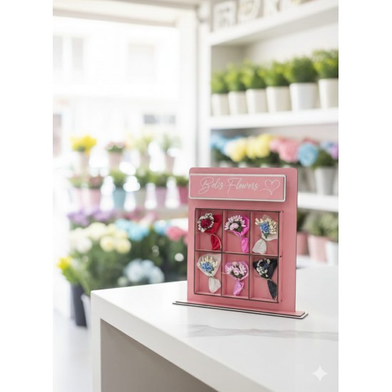 Çiçek Otomatı Makinesi Love Flowers Kişiye Özel Mini Buketli Sevgiliye Hediye Ledli Pembe