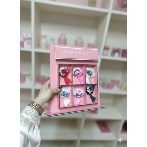 Çiçek Otomatı Makinesi Love Flowers Kişiye Özel Mini Buketli Sevgiliye Hediye Ledli Pembe